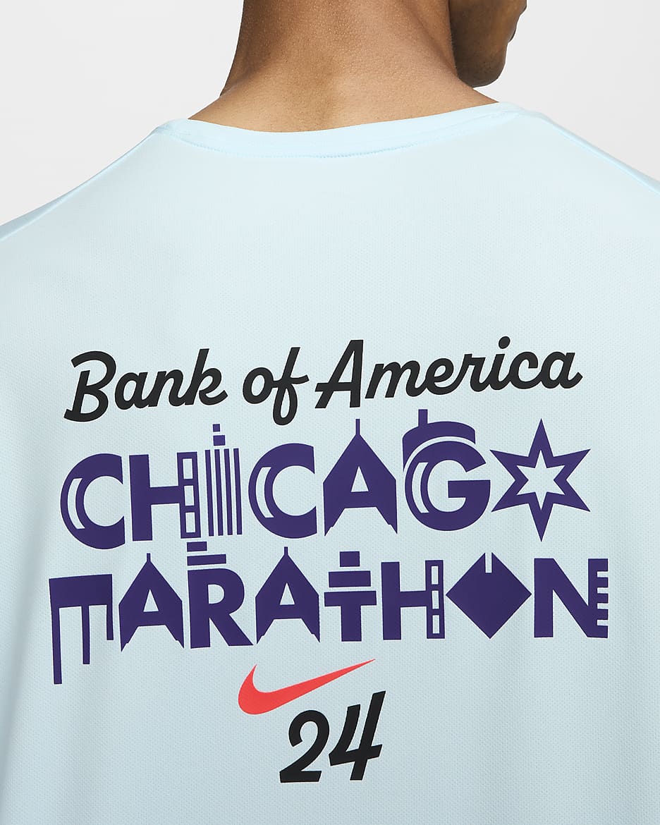 Nike Miler Chicago outlet Marathon Limited Edition Men's Running T-Shirt Blue Small S